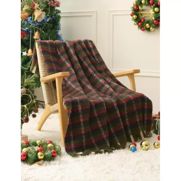 ZonLi Brown Throw Blanket 50quot x 60quot Fall Decorative Classic Blankets with Tassel for Couch Bed Sofa Chair Outdoor Cozy Warm Lightweight Blankets BrownChristmas Green