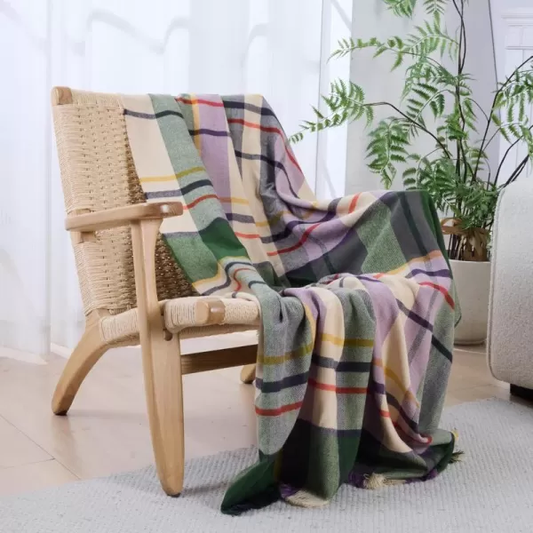 ZonLi Brown Throw Blanket 50quot x 60quot Fall Decorative Classic Blankets with Tassel for Couch Bed Sofa Chair Outdoor Cozy Warm Lightweight Blankets BrownGreen  Purple