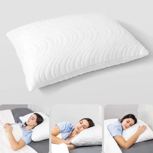 ZonLi Cooling Memory Foam Pillow 20quotx 26quot Side Sleeper Pillows Standard Size Bed Pillows with Machine Washable Cover Adjustable Loft Pillow for Back and Neck Pain Sleepers White Pack of 1