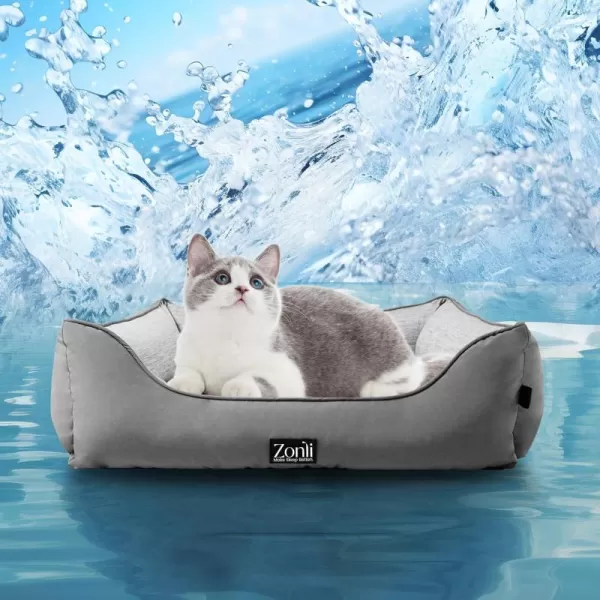 ZonLi Dog Cooling Mat 36quot x 23quotMedium Cooling Pad Reversible Cool ampamp Warm Pet Cool Mats for Dog and Cat use in Crate Kennel Bed Sofa Machine Washable Durable NonGel Glacial GreyGrey