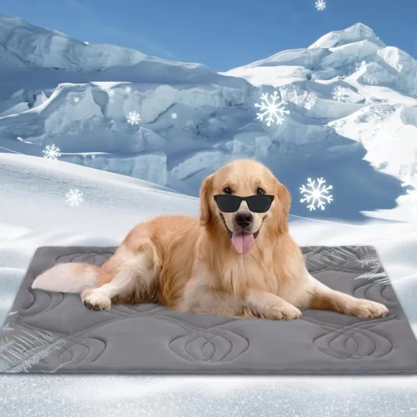 ZonLi Dog Cooling Mat 59quot x 40quotExtra Large Cooling Pad for Dog with Premium Silicone Pet Cooling Mats Reversible Cool ampamp Warm for Crate Kennel Sofa Bed Washable Durable Polar GreyPolar Grey