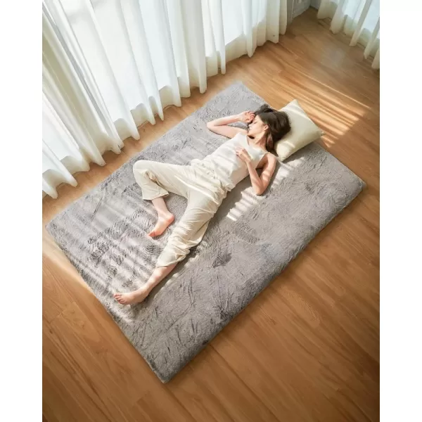 ZonLi Floor Futon Mattress Full Size 54quotx 80quot 3 Inch Soft Faux Fur Japanese Floor Mattress Foldable Fluffy Tatami Mattress Portable Dormitory Sleeping Pad Floor Lounger Bed for Adult Child Grey