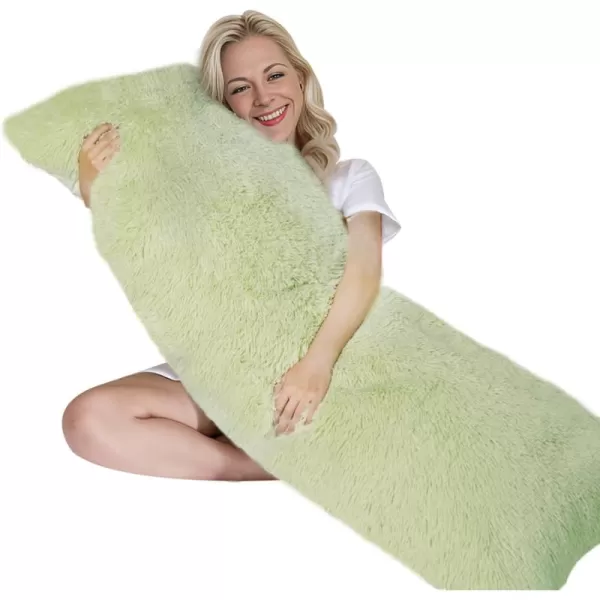 ZonLi Fluffy Body Pillow Full Body Pillows for Adults Long Pillow for Sleeping with Removable Cover and Adjustable Filling for Side Sleeper ampamp PregnancyLarge and Firm Pillow Machine WashableGreyGreen