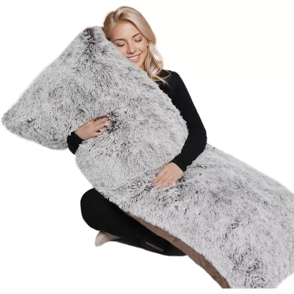 ZonLi Fluffy Body Pillow Full Body Pillows for Adults Long Pillow for Sleeping with Removable Cover and Adjustable Filling for Side Sleeper ampamp PregnancyLarge and Firm Pillow Machine WashableGreyCoffee