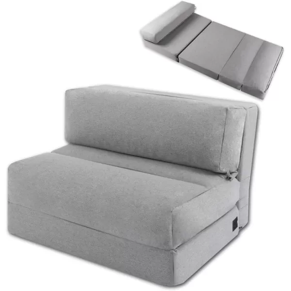 ZonLi Futon Sofa BedConvertible Folding Mattress Sleeper Chair Twin SizeMemory Foam Futon Sofa Couch with Washable Coverfor Living RoomDormGuest RoomHome OfficeLoft Apartment GrayGrey