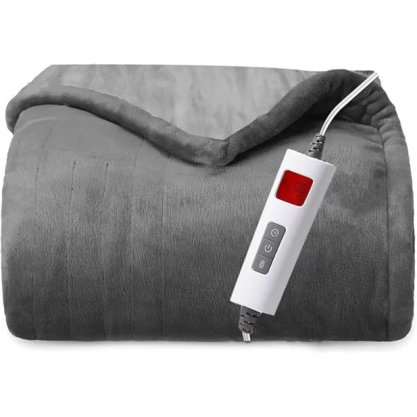 ZonLi Heated Throw Blanket Electric Blanket Throw with 6 Heating Levels ampamp 110H Auto OffMachine Washable Soft Flannel Heating Blanket for Bedroom Office CouchETL CertifiedGrey50quot 60quotGrey