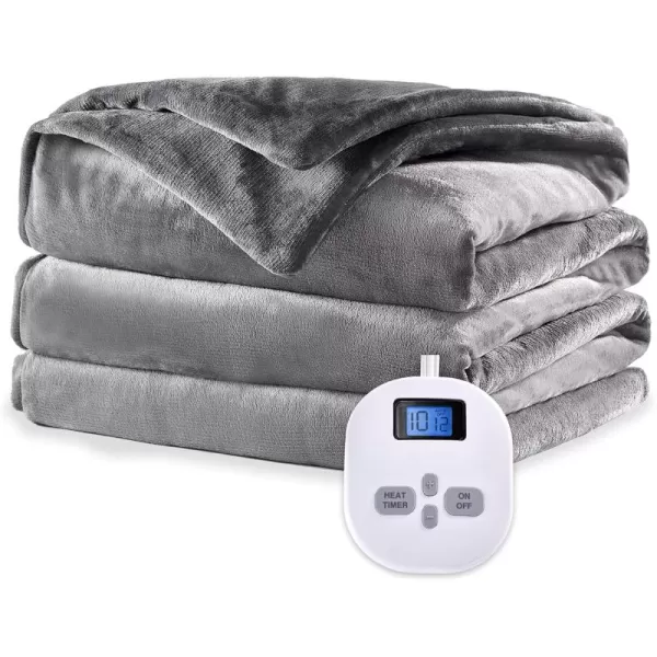 ZonLi Heated Weighted Blanket 60x80 Queen Size 20lbs Weighted Electric Blanket for Adults 10 Heating Levels Soft Comfort Flannel Fleece Heavy Electric Blanket with Glass Beads GreyGrey