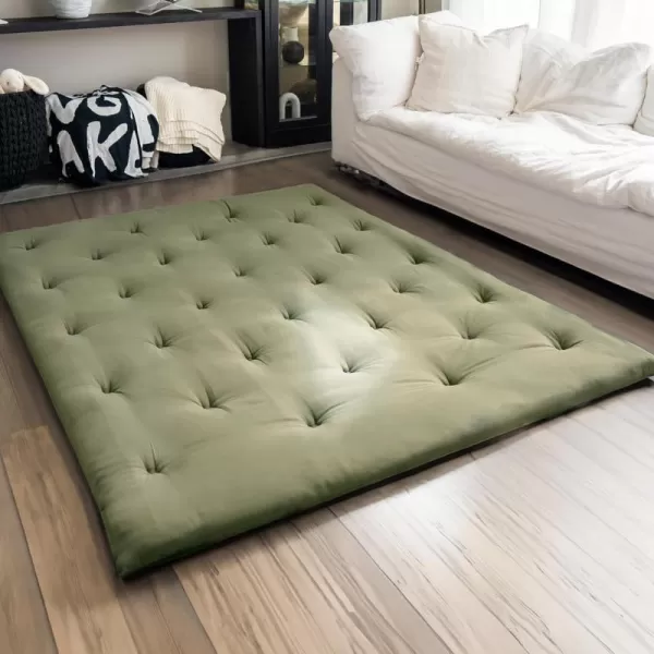 ZonLi Japanese Floor Futon Mattress Full Size 54quotx 80quot100 Cotton 25 Thicken Tatami MattressFoldable Sleeping PadPortable Dormitory Tatami MatRoll Up Floor Lounger Bed for Adult Light GreyWinter Moss