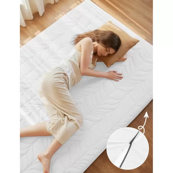 ZonLi Japanese Floor Mattress Futon Mattress Full Size Thicken Roll Up Tatami Mat w 100 Cotton Washable Cover Portable ampamp Foldable Floor Bed Mattress for Sleeping Dormitory Adult Kids CoffeeWhite