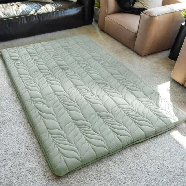 ZonLi Japanese Floor Mattress Futon Mattress Full Size Thicken Roll Up Tatami Mat w 100 Cotton Washable Cover Portable ampamp Foldable Floor Bed Mattress for Sleeping Dormitory Adult Kids CoffeeGreen