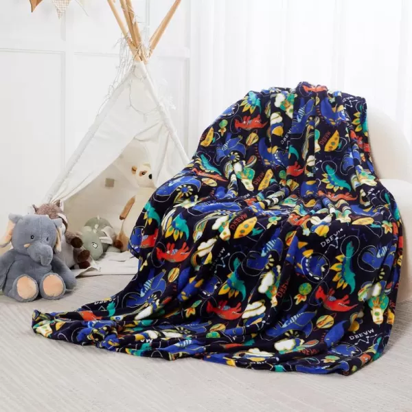 ZonLi Kids Blanket Flannel Fleece Throw Blanket Twin Size 60quot x 80quot Cat Noir Miraculous Ladybug Bluey Blankets for Boys Soft Fuzzy Plush Blanket Cozy for Travel Bed Saint Patrick SpringNavy Dinosaur