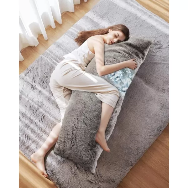 ZonLi Soft Body Pillow for Adults Memory Foam Full Body Pillow 20x54 Cozy Long Pillow for Sleeping Huggable Side Sleepers Pillow Machine Washable Faux Fur Cover with ZipperSoft Faux Fur
