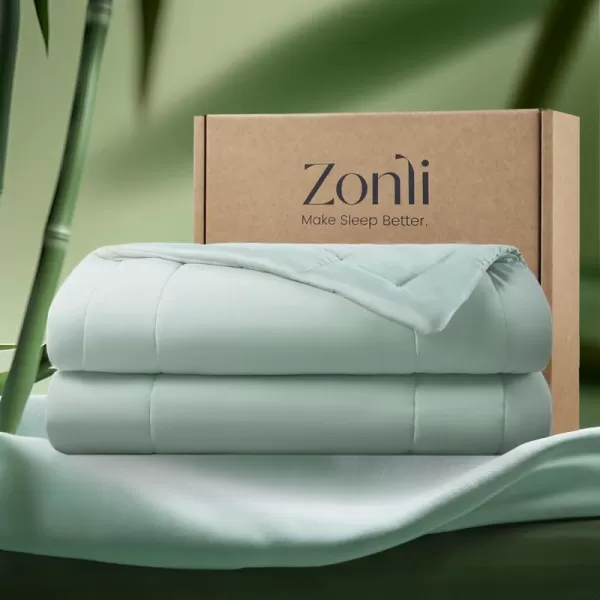 ZonLi ZMagic Cooling Comforter Hypoallergenic Bamboo Viscose Lightweight Breathable Soft Summer Blanket for Hot Sleepers Quickly Cooling Quilt for Night Sweats Iceberg Green Twin 60quotx80quot07  Iceberg Green