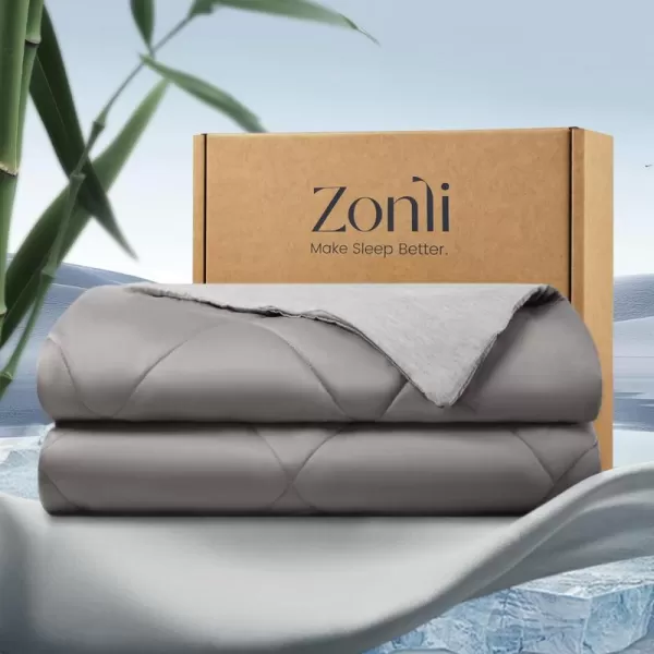 ZonLi ZMagic Cooling Comforter Hypoallergenic Bamboo Viscose Lightweight Breathable Soft Summer Blanket for Hot Sleepers Quickly Cooling Quilt for Night Sweats Iceberg Green Twin 60quotx80quot01  Amber Gray