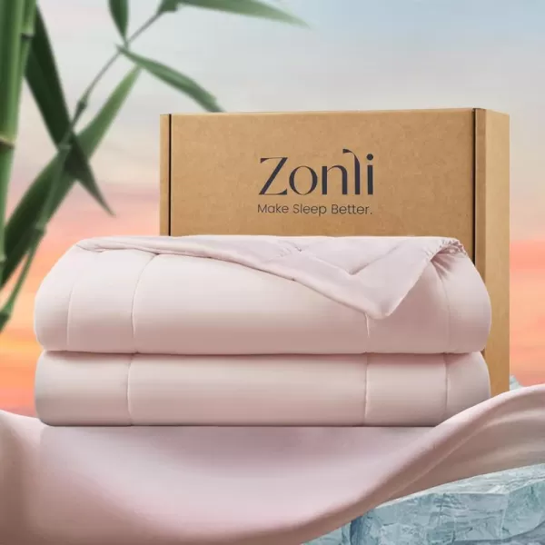 ZonLi ZMagic Cooling Comforter Hypoallergenic Bamboo Viscose Lightweight Breathable Soft Summer Blanket for Hot Sleepers Quickly Cooling Quilt for Night Sweats Iceberg Green Twin 60quotx80quot08  Cameo Rose