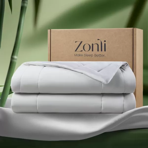 ZonLi ZMagic Cooling Comforter Hypoallergenic Bamboo Viscose Lightweight Breathable Soft Summer Blanket for Hot Sleepers Quickly Cooling Quilt for Night Sweats Iceberg Green Twin 60quotx80quot02  Misty Gray