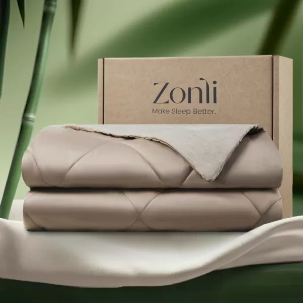 ZonLi ZMagic Cooling Comforter Hypoallergenic Bamboo Viscose Lightweight Breathable Soft Summer Blanket for Hot Sleepers Quickly Cooling Quilt for Night Sweats Iceberg Green Twin 60quotx80quot05  Brown