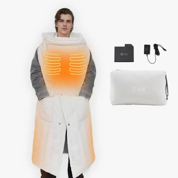 ZonLi ZStyle Battery Operated Heated Blanket Wearable Portable Heated Blanket Cordless with 10000mAH Battery Best for Office Outdoor Camping Heated Jacket 3 Heating Levels 74V Tailored CamelClassic Beige