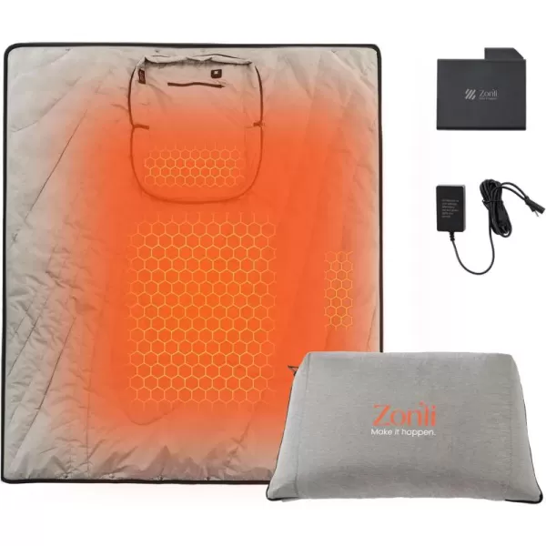 Zonli ZWalk Heated Blanket Battery Operated Cordless Portable Electric Blankets with 3 Heating Levels Rechargeable 74V 10000mAh Battery Wearable Cloak with Zipper for Outdoor Sports and CampingLight Grey