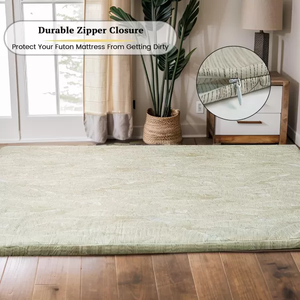 imageZonLi Futon Mattress Cover Twin Size for Traditional Japanese Floor Futon Mattress with ZipperTatami Floor Sleeping Mat CoverSuper Soft and Machine Washable 43x84LeavesLeaves