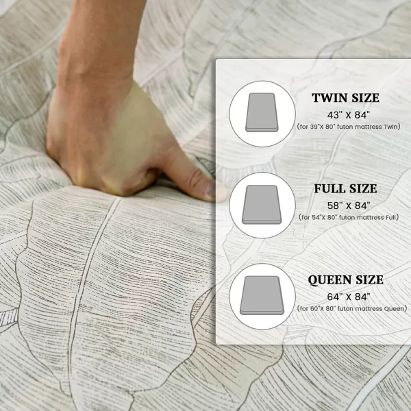 imageZonLi Futon Mattress Cover Twin Size for Traditional Japanese Floor Futon Mattress with ZipperTatami Floor Sleeping Mat CoverSuper Soft and Machine Washable 43x84LeavesLeaves