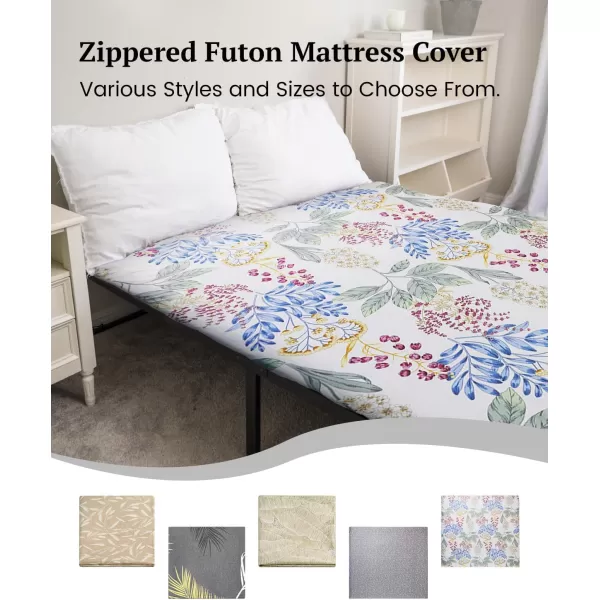 imageZonLi Futon Mattress Cover Twin Size for Traditional Japanese Floor Futon Mattress with ZipperTatami Floor Sleeping Mat CoverSuper Soft and Machine Washable 43x84LeavesWhite Flowers