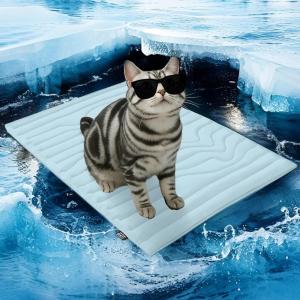 imageZonLi Dog Cooling Mat 20quot x 16quotSmall Waterproof Cooling Pad for Cats ampamp Rabbits Portable ampamp Durable Pet Mat for Crate Trunk Camping Outdoors Machine Washable Ice GreenPolar Blue