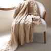imageZonLi Waffle Weave Throw Blanket Beige Waffle Knit Blanket Outdoor Throw Blanket for Summer Lightweight Machine Washable All Season Soft Suitable for Outdoors Sofa Couchand Bed Khaki 50quotx60quotE Khaki