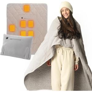 imageZonLi Heated Blanket Portable Battery Operated Blanket 10000mAh Large 50quotx60quot Cordless Rechargeable Electric Throw for Adults Camping Car Travel ampamp Home UseGrey
