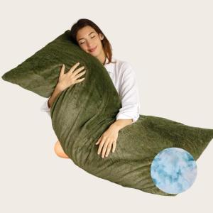 imageZonLi Memory Foam Body Pillow for Adults with Removable PillowcaseLong Pillow for Bed Ideal for Side Sleepers20x54 inchesDark GreySage Green