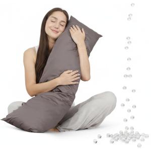 imageZonLi Weighted Body Pillow 41quot x 10quot 65lbsQuilted Glass Beads Body Pillows for Adults Weighted Pillow for Deep SleepersFull Body Pillow for Side SleepersMemory Foam Pillow with Removable CoverGrey