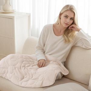 imageZonLi Weighted Lap Blanket 3lbs for Meditation Yoga Napping Sleeping and Travel Cotton Weighted Blanket for Adults Skin Friendly ampamp Machine Washable 29x24 inches Light GrayWhite