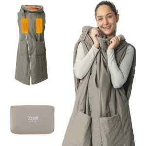 imageZonli Heated Blanket Battery Operated for Outdoor Use  Fashionable Cordless Portable Electric Blanket with Rechargeable 10000mAh Battery  Wearable Heated Vest for WomenBlackGray