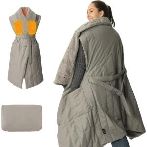 imageZonli Heated Blanket Battery Operated for Outdoor Use  Fashionable Cordless Portable Electric Blanket with Rechargeable 10000mAh Battery  Wearable Heated Vest for WomenBlackLight Gray