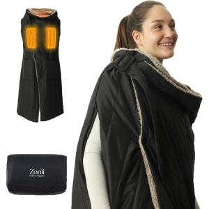 imageZonli Heated Blanket Battery Operated for Outdoor Use  Fashionable Cordless Portable Electric Blanket with Rechargeable 10000mAh Battery  Wearable Heated Vest for WomenBlackBlack