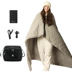 imageZonLi ZWalk Battery Operated Heated BlanketRechargeable 12v Portable Heated Blanket with 3 Heating LevelsIncludes 20000mAh Power Bankfor CampingCarStadiumOutdoorsGreyGray