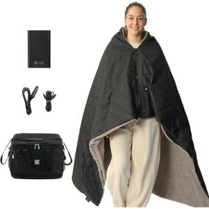 imageZonLi ZWalk Battery Operated Heated BlanketRechargeable 12v Portable Heated Blanket with 3 Heating LevelsIncludes 20000mAh Power Bankfor CampingCarStadiumOutdoorsGreyBlack