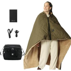 imageZonLi ZWalk Battery Operated Heated BlanketRechargeable 12v Portable Heated Blanket with 3 Heating LevelsIncludes 20000mAh Power Bankfor CampingCarStadiumOutdoorsGreyArmy Green