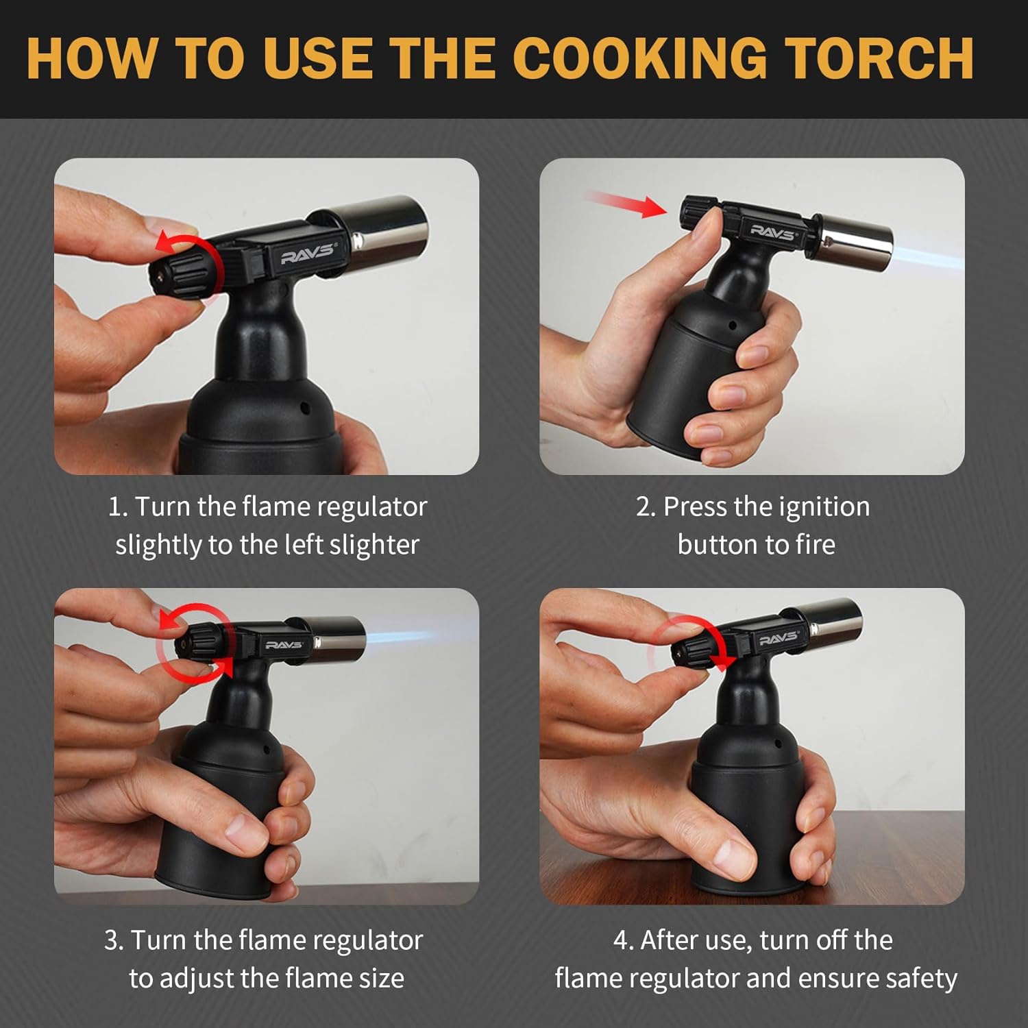 imageravs Butane Torch kitchen torch lighter for creme brulee Creme Brulee Torch Blow Torch for Cooking with Safety Lock Mini Torch Cooking Torch Gun for Desserts Baking  Butane Gas Not Included