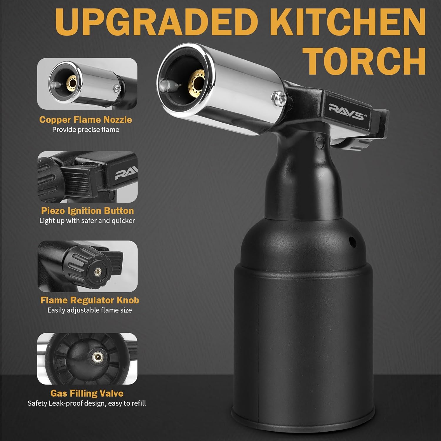 imageravs Butane Torch kitchen torch lighter for creme brulee Creme Brulee Torch Blow Torch for Cooking with Safety Lock Mini Torch Cooking Torch Gun for Desserts Baking  Butane Gas Not Included