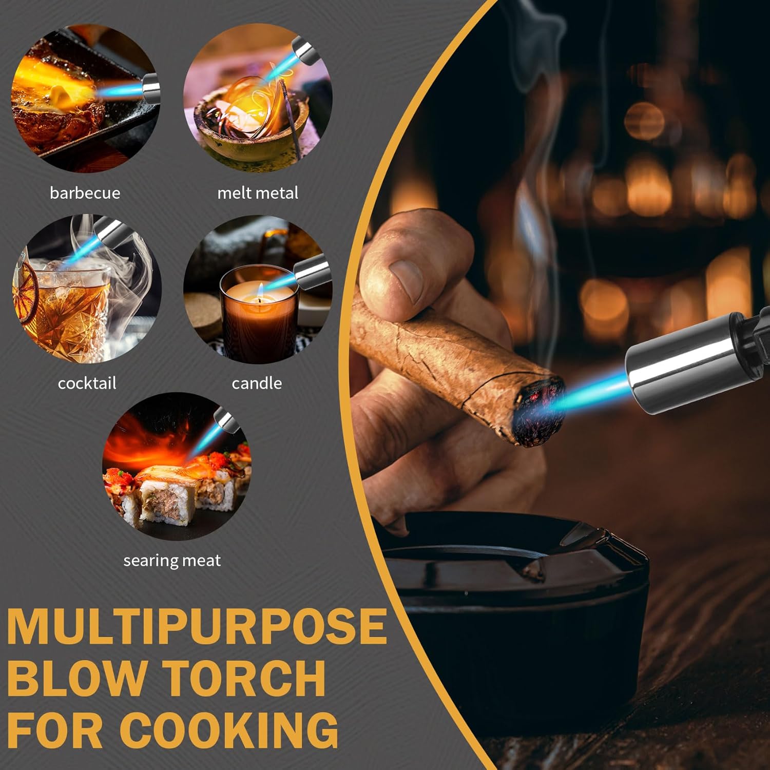 imageravs Butane Torch kitchen torch lighter for creme brulee Creme Brulee Torch Blow Torch for Cooking with Safety Lock Mini Torch Cooking Torch Gun for Desserts Baking  Butane Gas Not Included