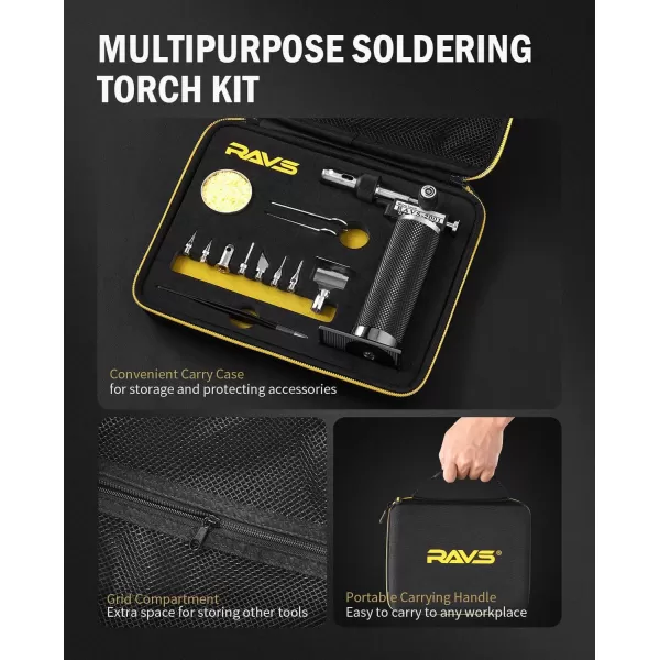 imageRAVS 14piece Butane Torch Kit 8in1 Butane Soldering Torch Kit Cordless Butane Soldering Iron Kit MultiFunction Micro Torch Kit Portable Brazing Torch Kit Kitchen Torch without Butane Fuel