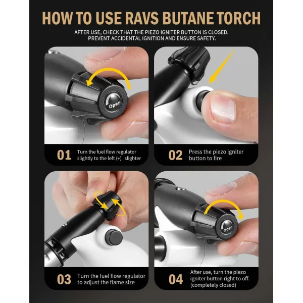 imageRAVS Dual flame butane torch lighter Kitchen torch lighter for creme brulee Refillable cooking torch gun for BBQ food torch for cooking searing steak culinary torch Butane is Not IncludedWhite