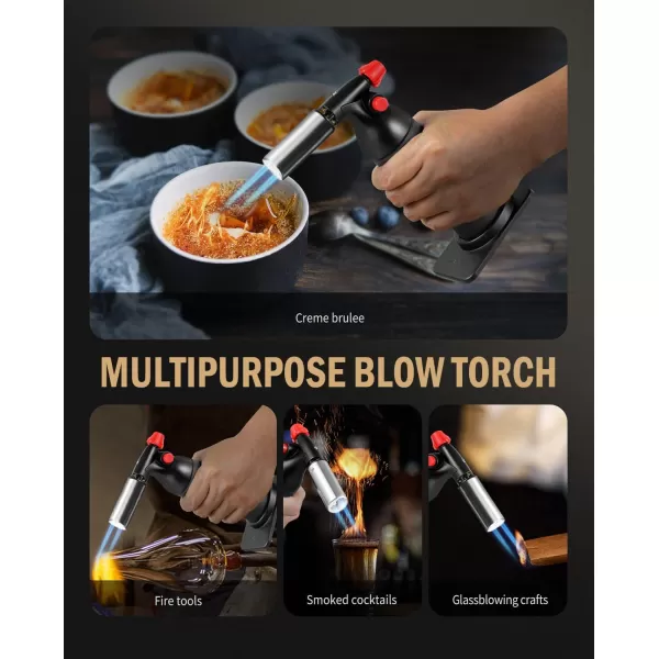 imageRAVS Dual flame butane torch lighter Kitchen torch lighter for creme brulee Refillable cooking torch gun for BBQ food torch for cooking searing steak culinary torch Butane is Not IncludedBlack