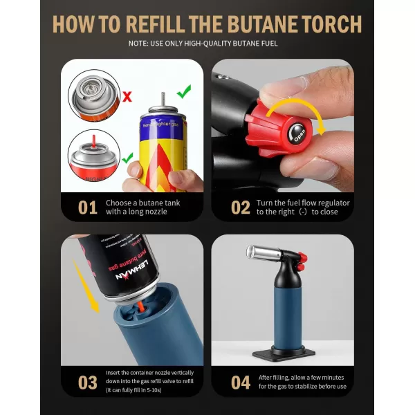 imageRAVS Dual flame butane torch lighter Kitchen torch lighter for creme brulee Refillable cooking torch gun for BBQ food torch for cooking searing steak culinary torch Butane is Not IncludedBlue