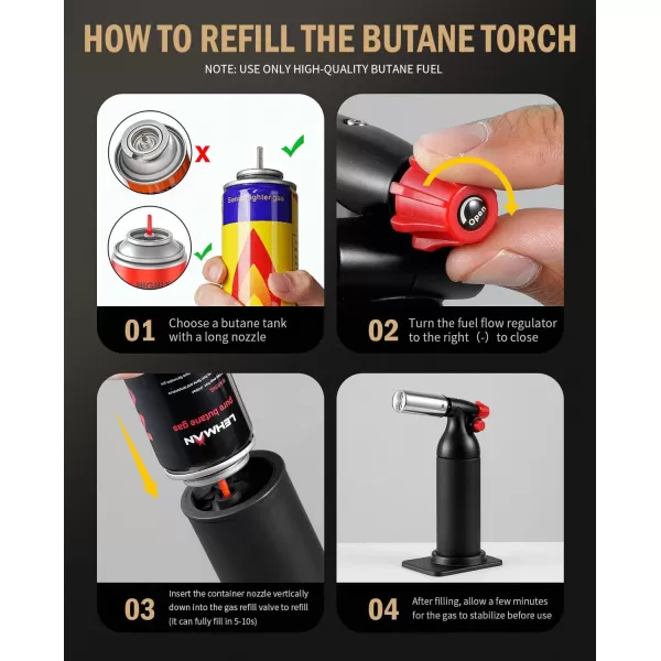 imageRAVS Dual flame butane torch lighter Kitchen torch lighter for creme brulee Refillable cooking torch gun for BBQ food torch for cooking searing steak culinary torch Butane is Not IncludedBlack