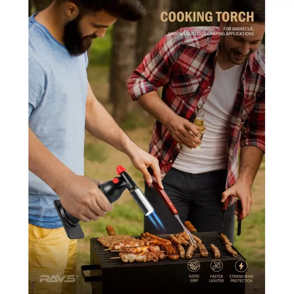 imageRAVS Dual flame butane torch lighter Kitchen torch lighter for creme brulee Refillable cooking torch gun for BBQ food torch for cooking searing steak culinary torch Butane is Not IncludedBlack