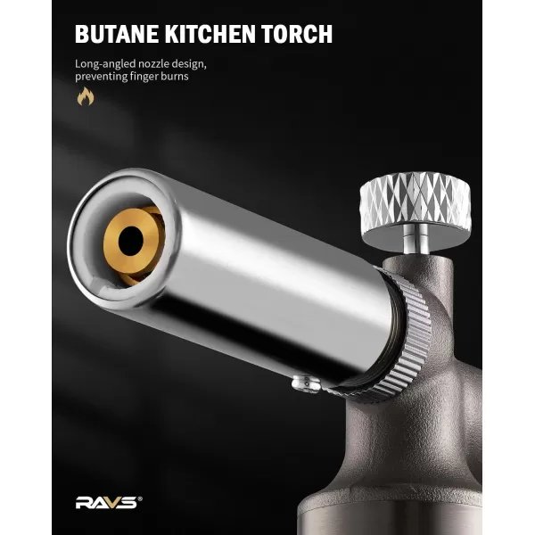 imageRavs Copper Butane Torch Dual Flame Torch Lighter Kitchen Torch with Lock Mini Torch for Soldering Creme Brulee Torch for Baking Refillable Food Cooking Torch Rose gold Butane Gas Not IncludedGray