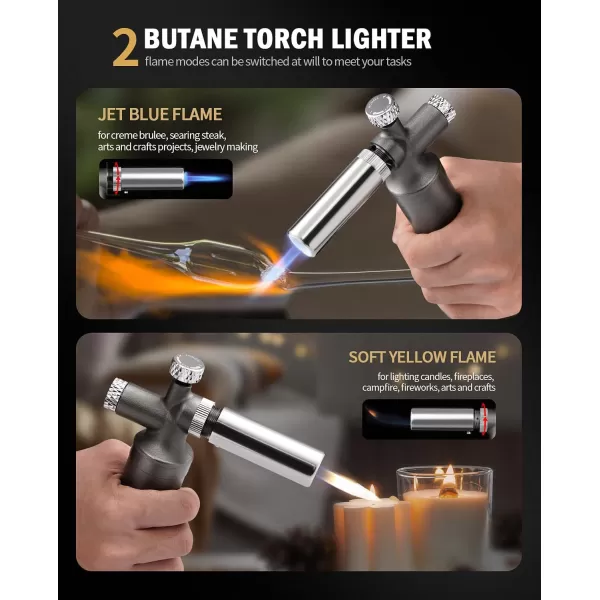 imageRavs Copper Butane Torch Dual Flame Torch Lighter Kitchen Torch with Lock Mini Torch for Soldering Creme Brulee Torch for Baking Refillable Food Cooking Torch Rose gold Butane Gas Not IncludedGray