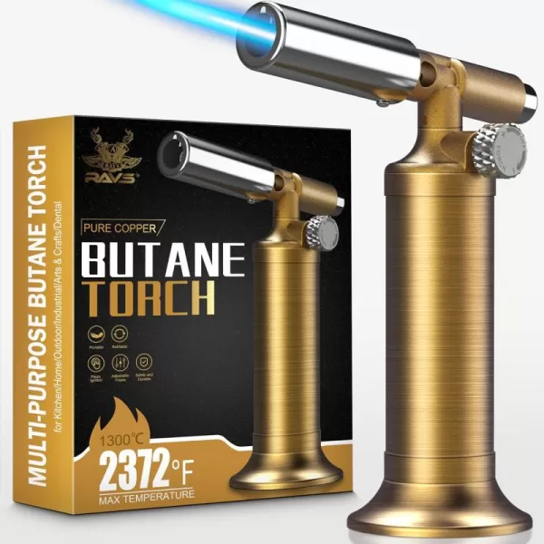 imageravs Copper Butane Torch Lighter Kitchen Torch Cooking Torches Blow Torch for Food Creme Brulee Torch for Baking Culinary Torch Mini Torch Soldering Torch Gifts for Him Butane is Not IncludedRBT076A
